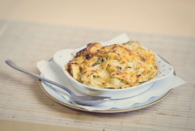 Bandnudeln überbacken - Steak-Beilage