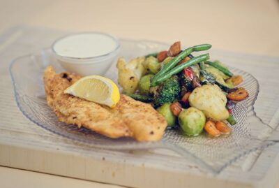 Pangasiusfilet mit mediterranen Gemuese Fischgericht